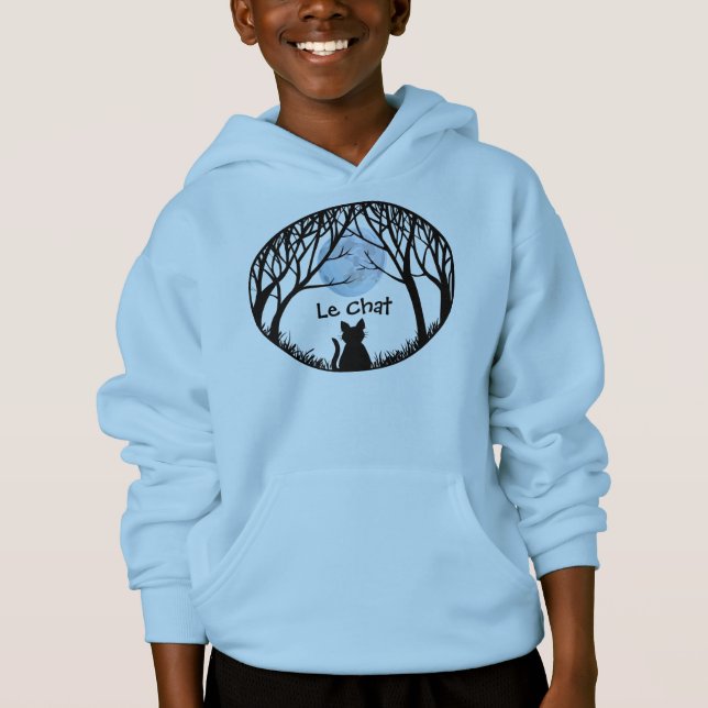 Girl's Cat Lover Hoodie Fat Cat Kid's Sweatshirt (Front)