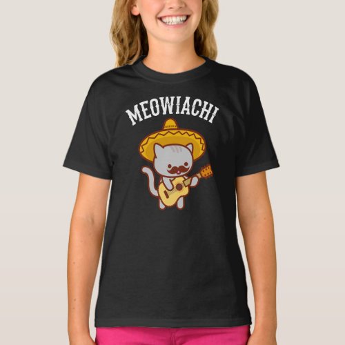 Girl's Cat T-Shirt - MEOWIACHI Girls Cat T_Shirt _ MEOWIACHI