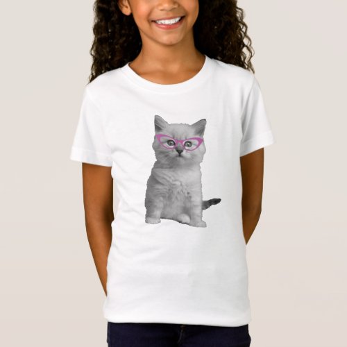 Girls Cat with Glasses Shirt
