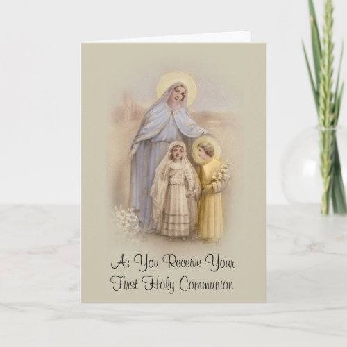 Girls Catholic First Communion Card