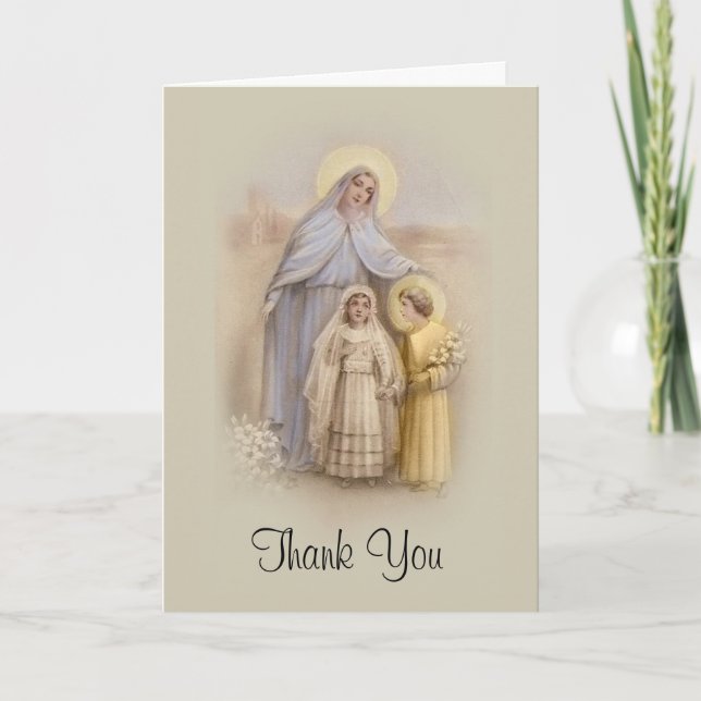 Girl's Catholic First Communion Card Thank You (Front)