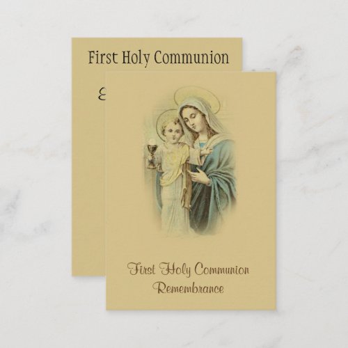 Girls Catholic Holy Card for First Holy Communion
