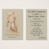 Girl's Catholic Holy Card for First Holy Communion (Front & Back)