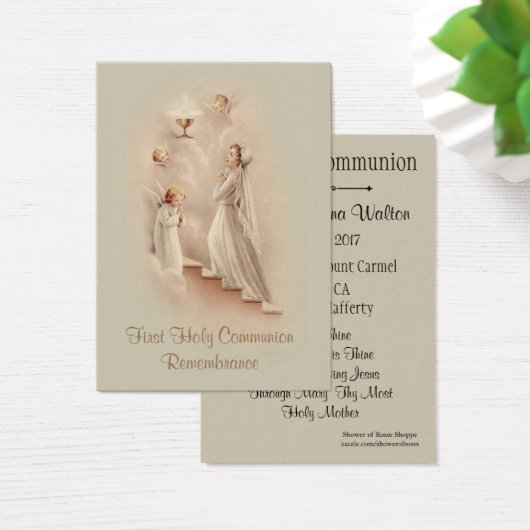 Girl's Catholic Holy Card for First Holy Communion (Desk)