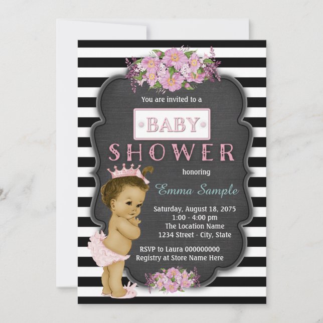 Girls Chalkboard Baby Shower Invitation (Front)