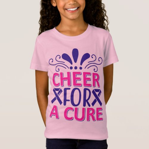 Girls Cheer For A Cure Pink and Purple T_Shirt