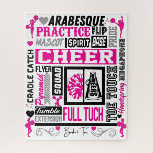 Girls Cheerleading in Pink & Black Jigsaw Puzzle