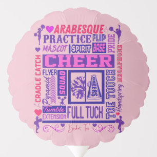 Girls Cheerleading Pink and Purple Word Art Balloon