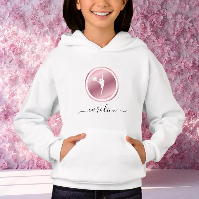 Girls Cheerleading Pink Rose Gold Cheer Theme Name Hoodie (Creator Uploaded)