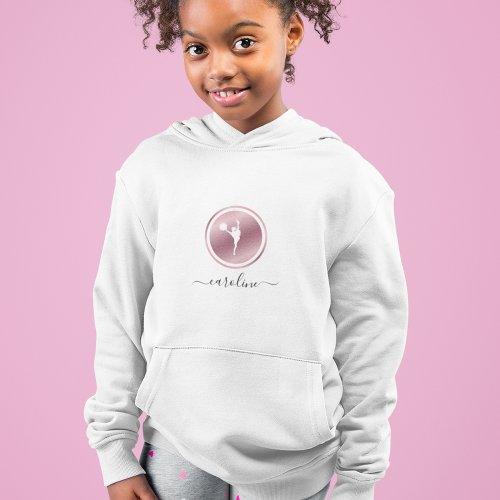 Girls Cheerleading Pink Rose Gold Cheer Theme Name Hoodie