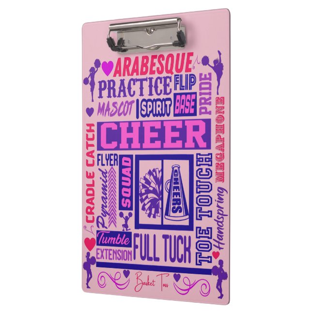 Girls Cheerleading Purple Typography     Clipboard (Left)