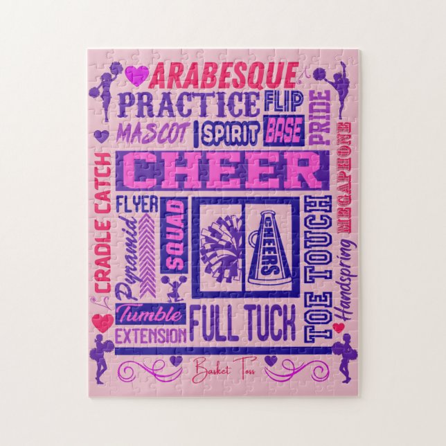 Girls Cheerleading Purple Typography    Jigsaw Puzzle (Vertical)