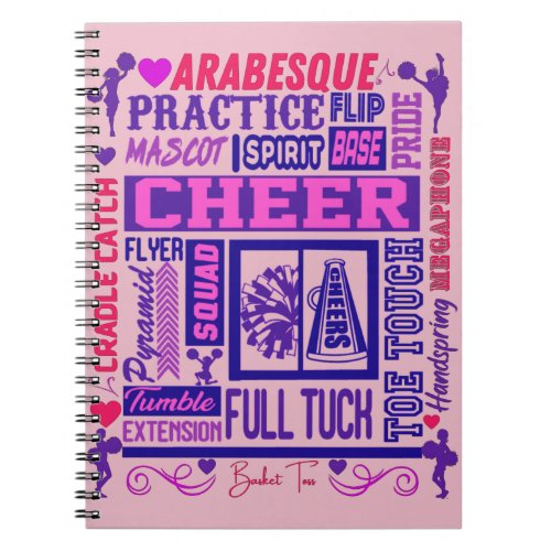 Girls Cheerleading Purple Typography    Notebook