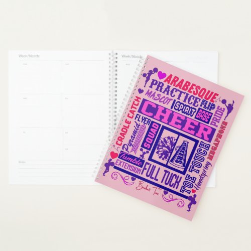 Girls Cheerleading Purple Typography   Planner