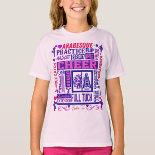 Girls Cheerleading Purple Typography T-Shirt