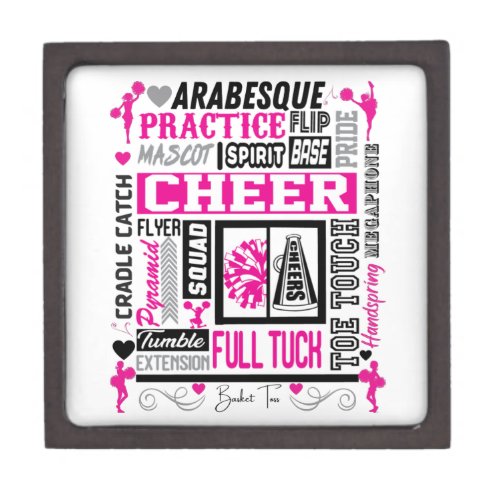 Girls Cheerleading Typography in Black and Pink  Gift Box