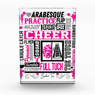 Girls Cheerleading Typography in Black and Pink Photo Block
