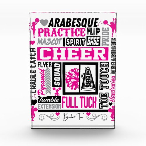 Girls Cheerleading Typography in Black and Pink  Photo Block