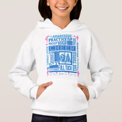 Girls Cheerleading Typography in Blue and Pink   Hoodie