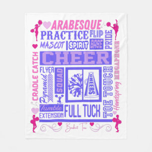 Girls Cheerleading Typography in Pink and Purple  Fleece Blanket