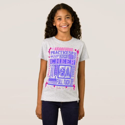 Girls Cheerleading Typography in Pink and Purple  T_Shirt