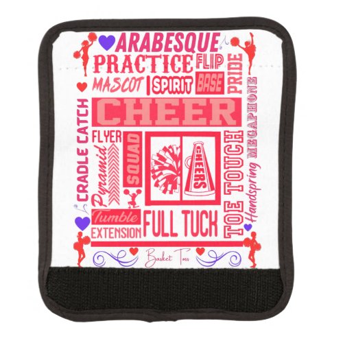 Girls Cheerleading Typography in Red   Luggage Handle Wrap