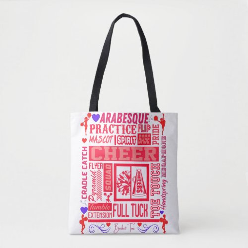 Girls Cheerleading Typography in Red  Tote Bag