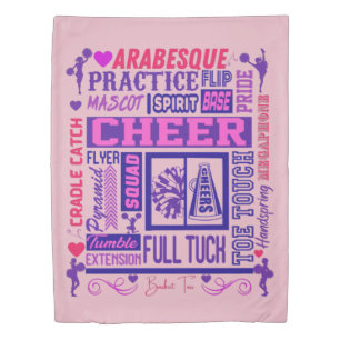 Girls Cheerleading Word Art Reversible Duvet Cover