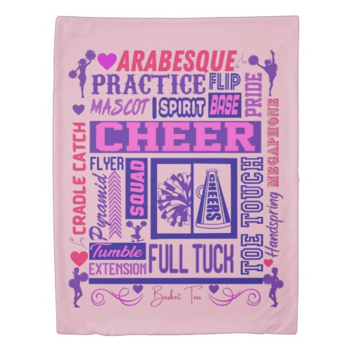 Girls Cheerleading Word Art Reversible  Duvet Cover