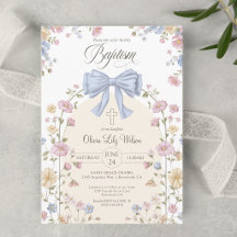 Girl's Christan Baptism Pastel Bow Wildflower