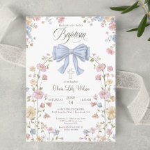 Girl's Christan Baptism Pastel Bow Wildflower