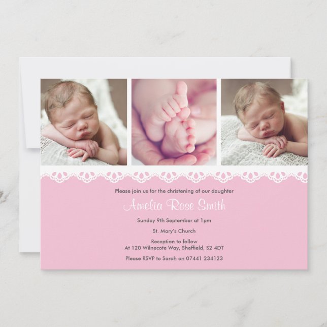 Girls Christening/Baptism Invitation (Front)