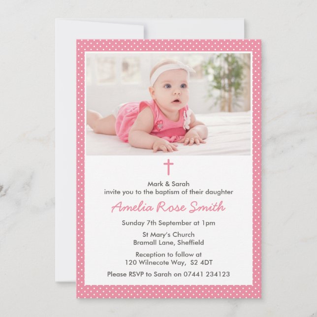 Girls Christening/Baptism Invitation (Front)
