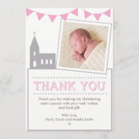 Girls Christening/Baptism Thank you card