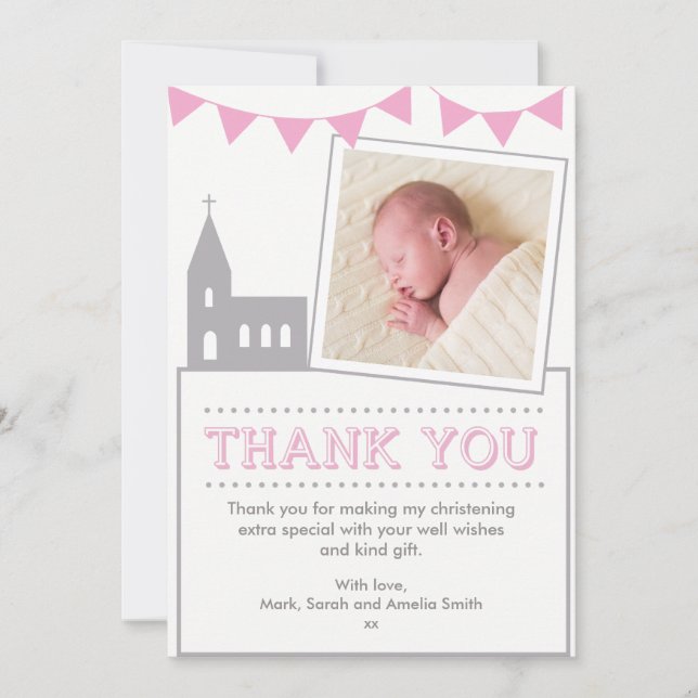 Girls Christening/Baptism Thank you card (Front)