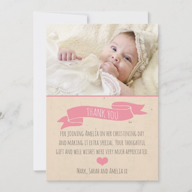 Girls Christening/Baptism Thank You card (Front)