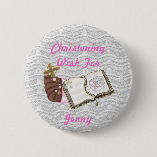 Girls Christening Book Pinback Button
