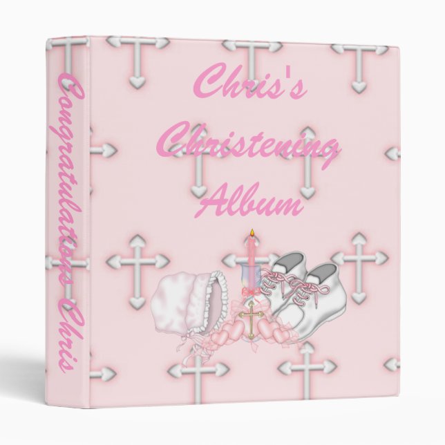 Girls Christening Wish 3 Ring Binder (Front/Spine)
