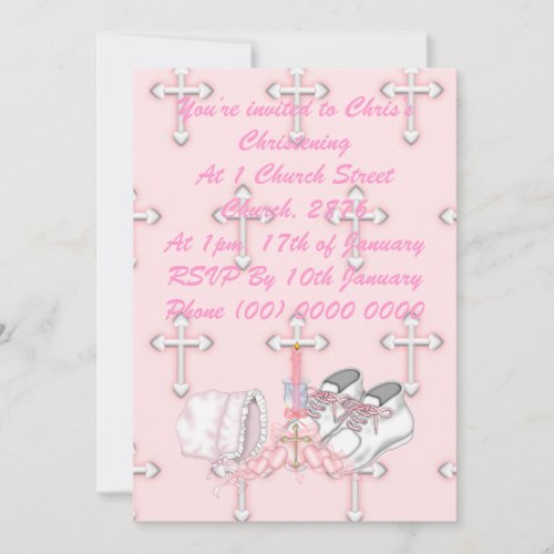 Girls Christening Wish Invitation