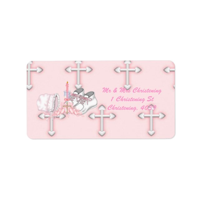 Girls Christening Wish Label (Front)
