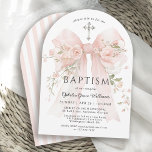 Girl's Christian Baptism Pink Floral Bow Invitation