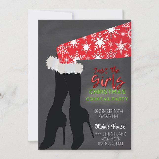 Girls Christmas Cocktail Party Invitation (Front)