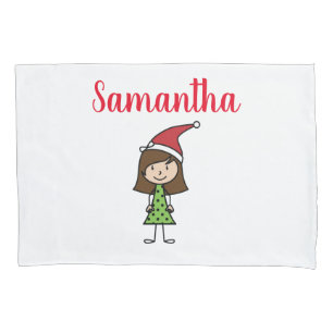Girls Christmas Custom Name Pillow Case