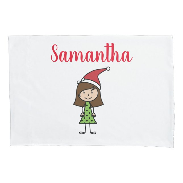 Girls Christmas Custom Name Pillow Case (Front)