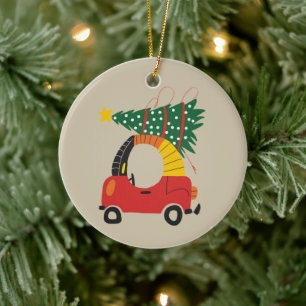 Girls Christmas Tree Kids Ugly Xmas Truck  Ceramic Ornament