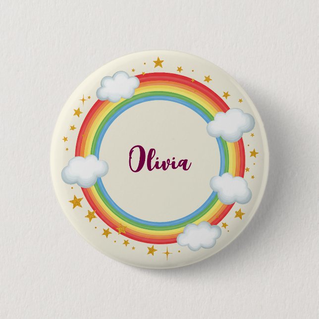 Girls'   Circle Rainbow Name Frame Button (Front)