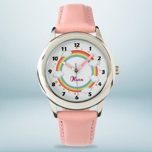 Girls' Circle Rainbow Name Frame Watch