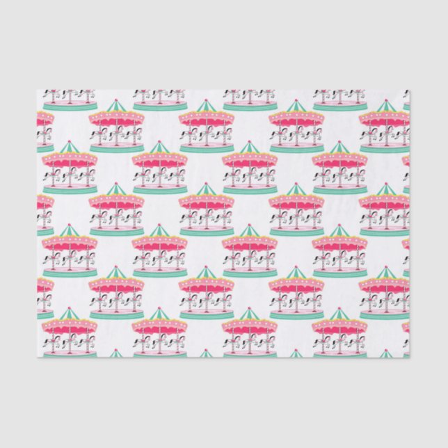 Girls Circus carousel pattern party tissue paper (Front)
