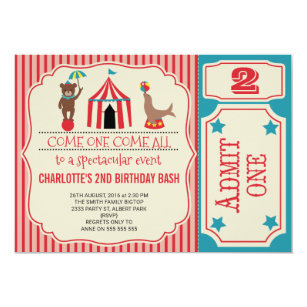 circus kids birthday invitations zazzle