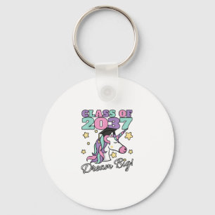 Girls Class of 2037 Magical Unicorn Graduation Cap Keychain